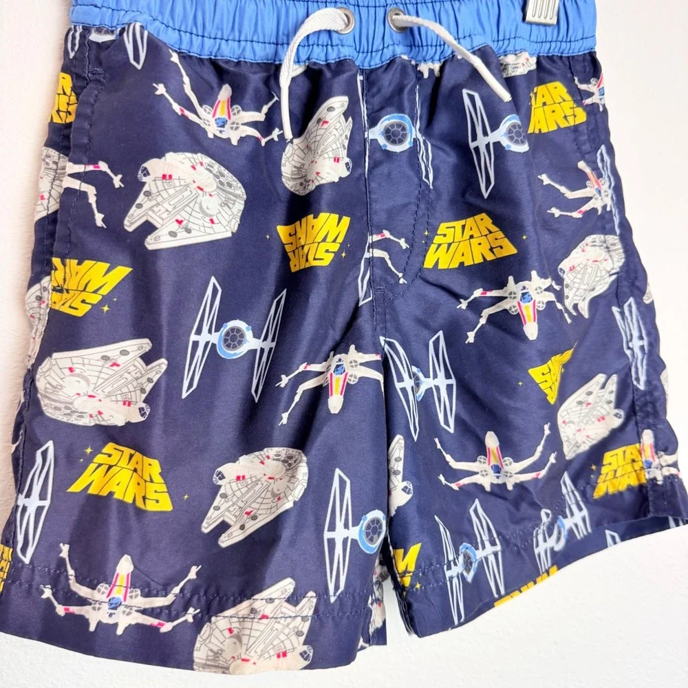 Hanna Andersson Star Wars Millennium Falcon X-Wing Swim Trunks Navy Blue Boys 4